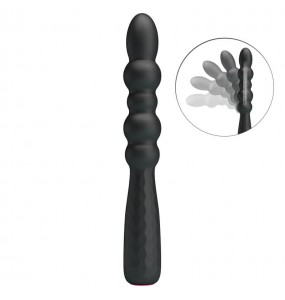 MR PLAY - Vibrating Beaded Anal Plug Wand (Chargeable - Black)
